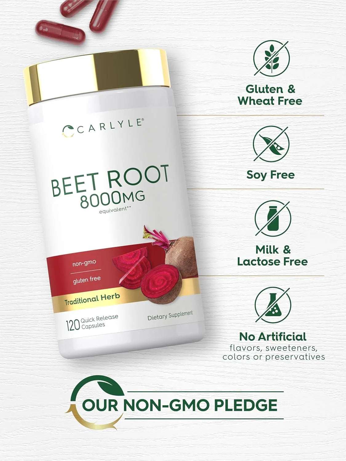 Beet Root Capsules | 8000 Mg | 120 Count | Supplement for Men and Women | by