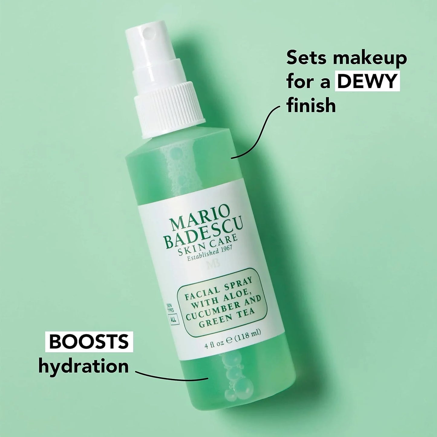 Mario Badescu Facial Spray Skin Care Toner with Aloe, Cucumber, and Green Tea, 2 Fl Oz
