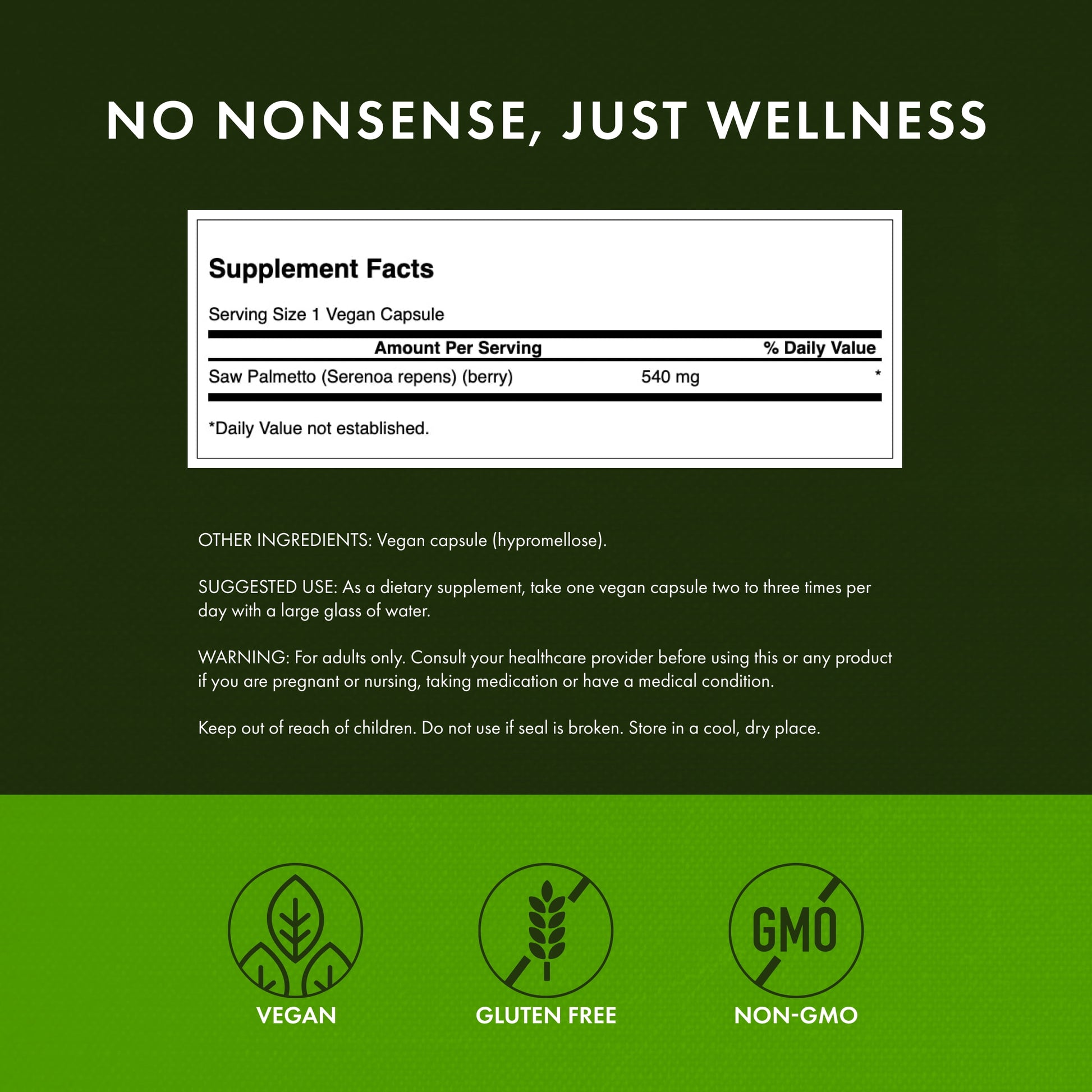 Saw Palmetto - Herbal Supplement Promoting Male Prostate Health Support - Natural Hair Supplement & Urinary Health Support - 540 Mg 250 Capsules