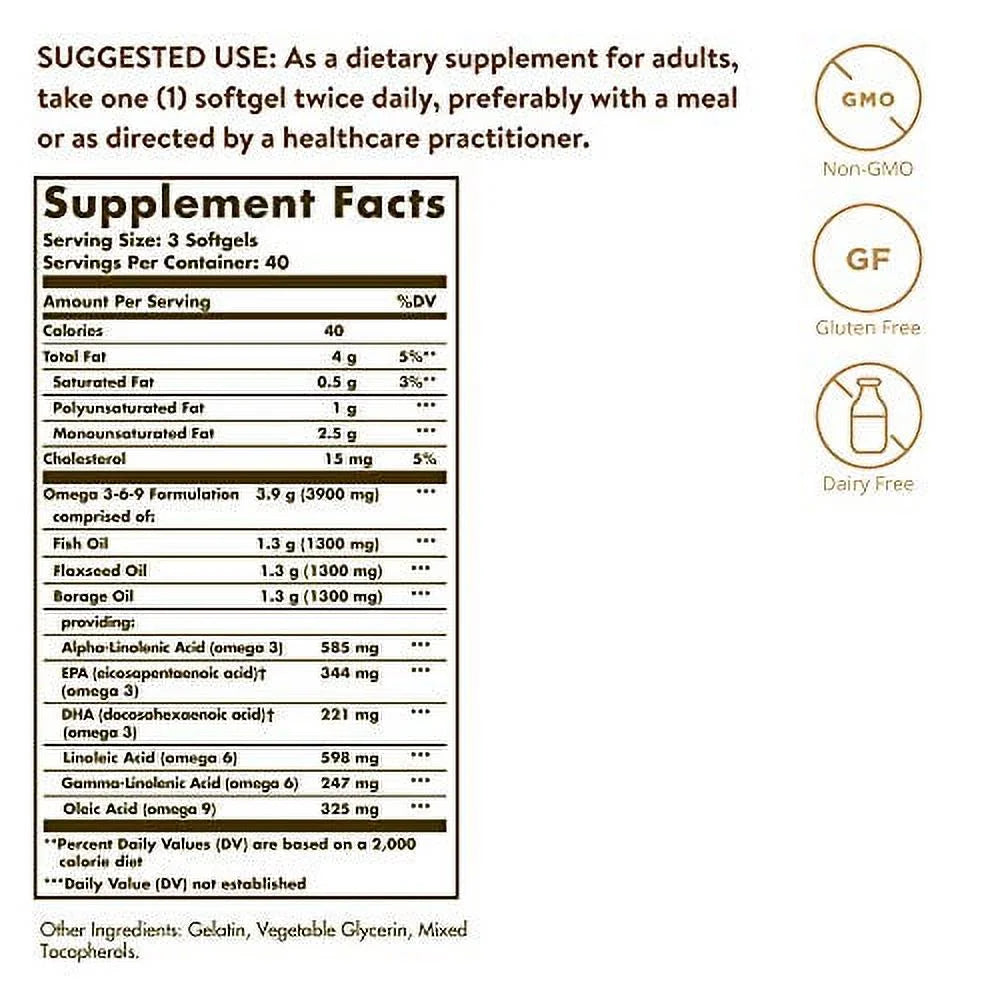 Omega-3-6-9 EFA 1300 Mg Softgels, 120 Ct