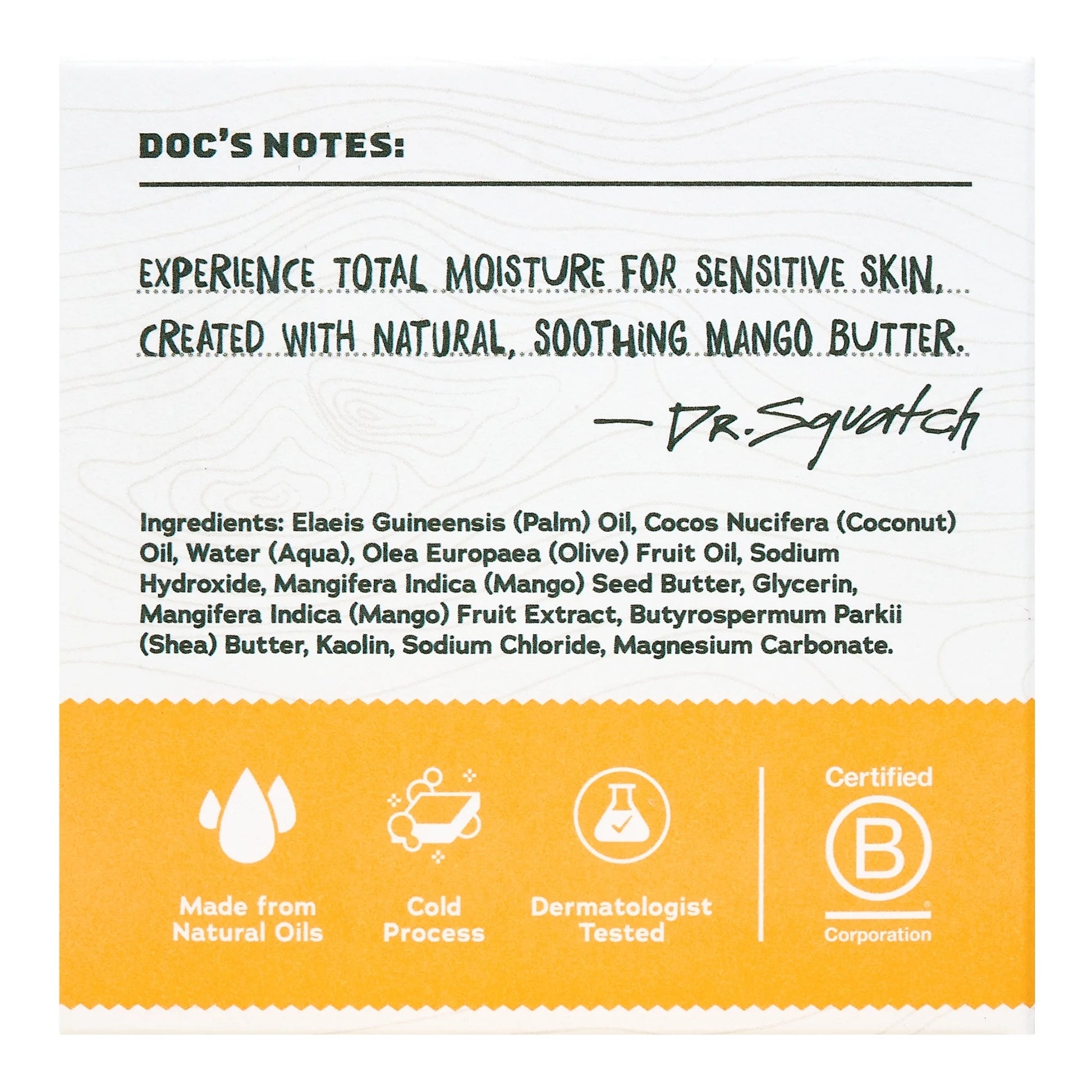Mens Bar Soap Sensitive Skin, Natural Bar Soap for Men, Mango Butter, 5 Oz